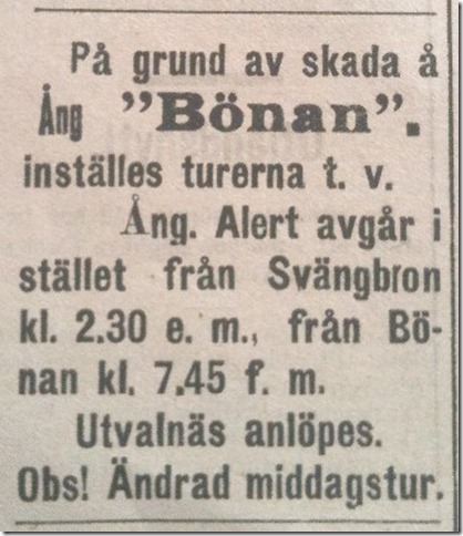 Alert ersatte Bonan ett tag pa sommaren 1919