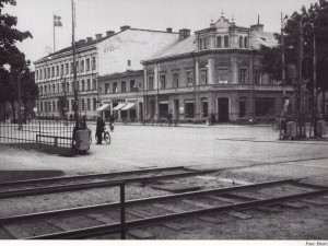 Järnvägsövergång vid Nygatan i Gävle 1950