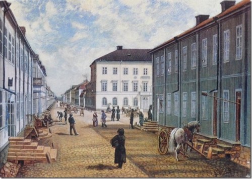 Drottninggatan mot öster omkring 1830 av Ferdinand Tollin