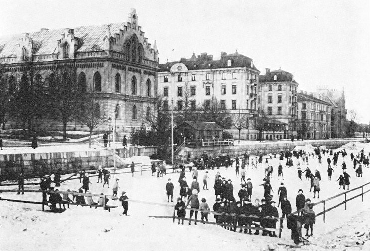 Skridskobana på Gavleån under 1920-talet