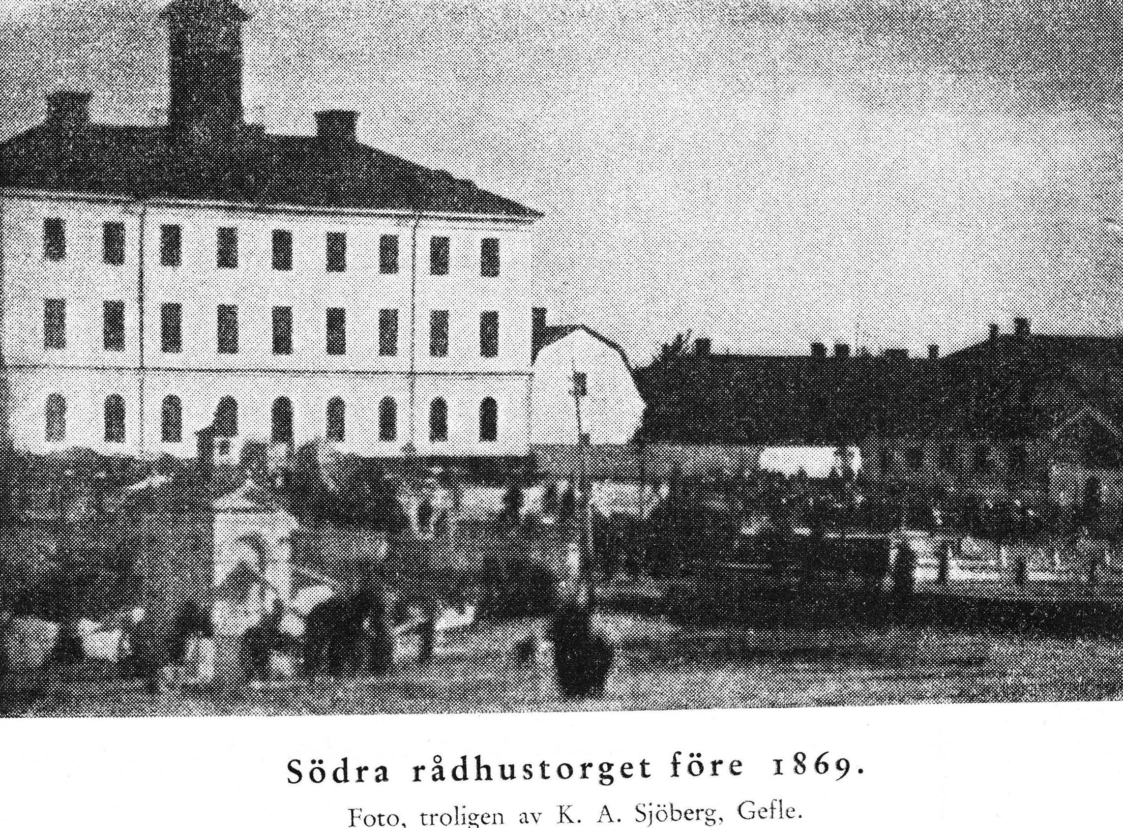 Södra sidan av rådhuset före branden 1869